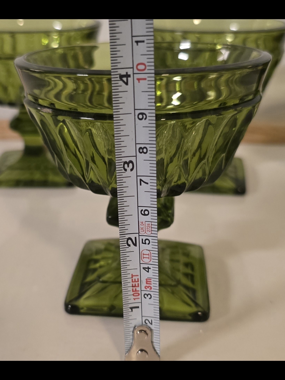 Vintage 1960s Indiana Glass Mount Vernon Green Sherbet Dessert Bowls - Set of 4 - Picture 8 of 9